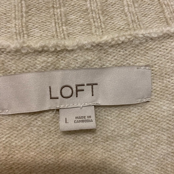 LOFT Paris Sweater Cream Black Eiffel Tower Knit Pullover Top Size Large - Picture 2 of 10